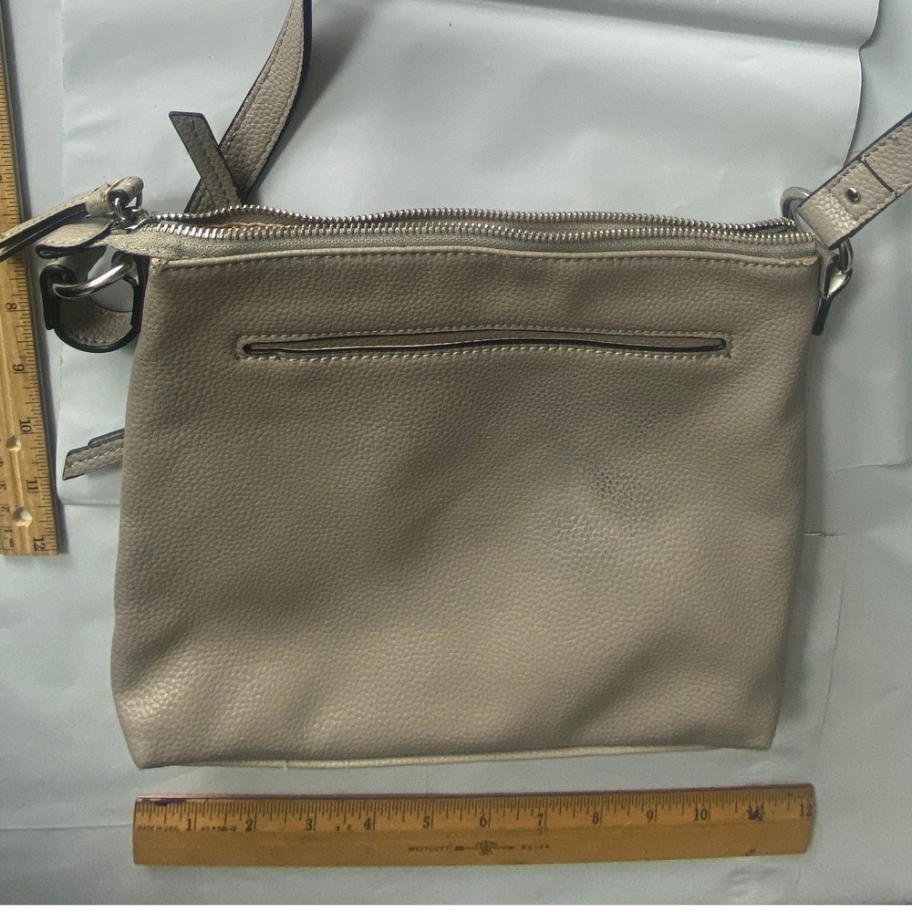 Lightweight Tan Crossbody Bag Medium Size Zipper Closure